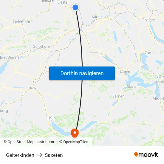 Gelterkinden to Saxeten map