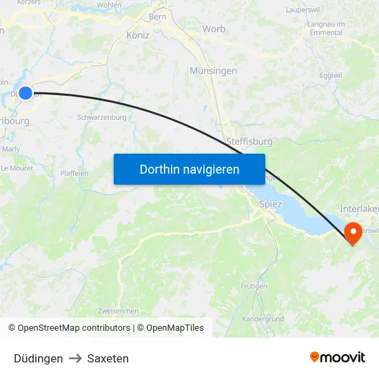 Düdingen to Saxeten map