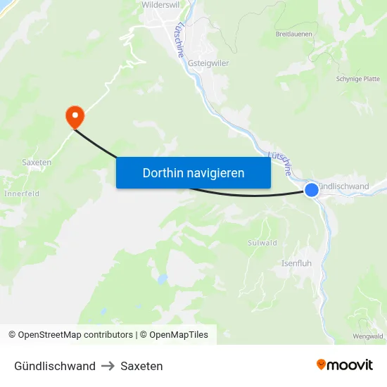 Gündlischwand to Saxeten map