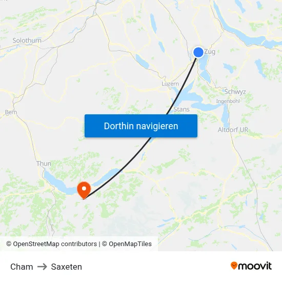 Cham to Saxeten map