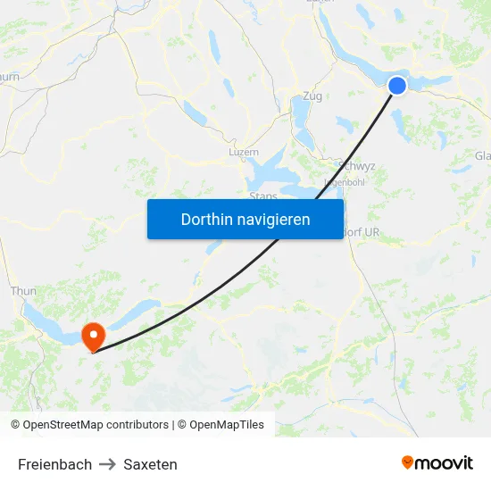 Freienbach to Saxeten map