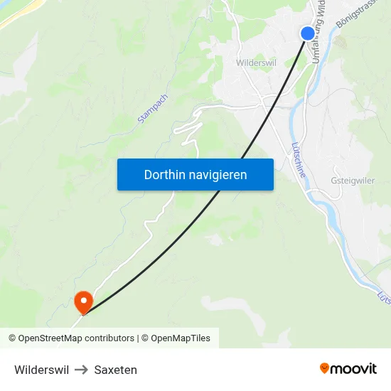 Wilderswil to Saxeten map