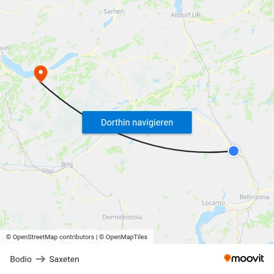 Bodio to Saxeten map