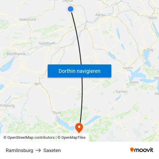 Ramlinsburg to Saxeten map