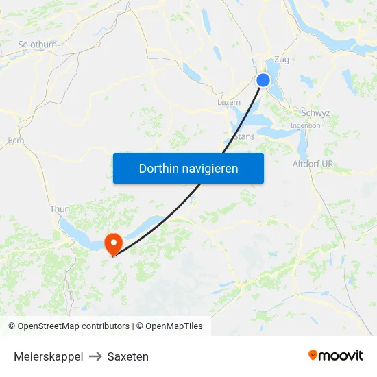 Meierskappel to Saxeten map