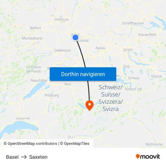 Basel to Saxeten map