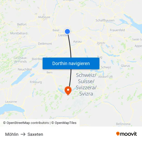 Möhlin to Saxeten map