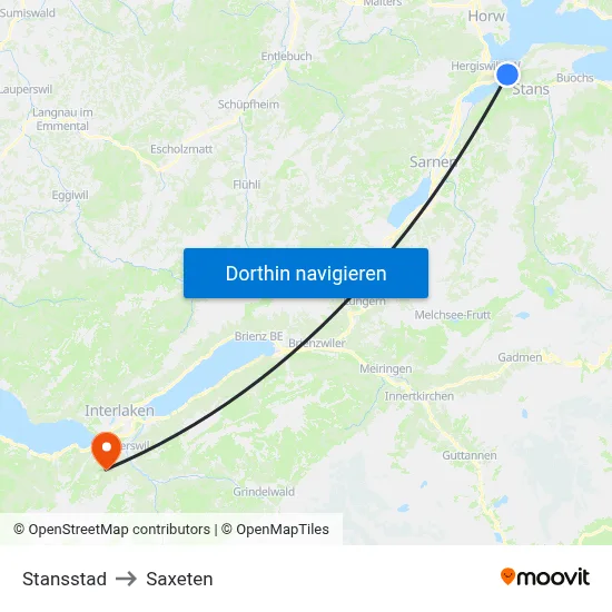 Stansstad to Saxeten map