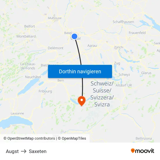 Augst to Saxeten map