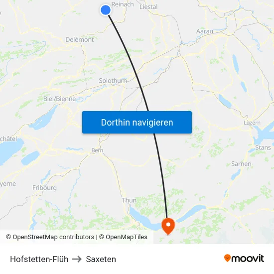 Hofstetten-Flüh to Saxeten map