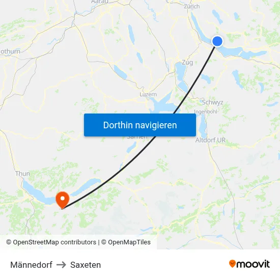Männedorf to Saxeten map