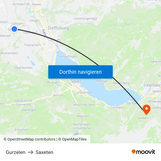 Gurzelen to Saxeten map