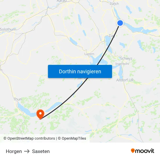 Horgen to Saxeten map
