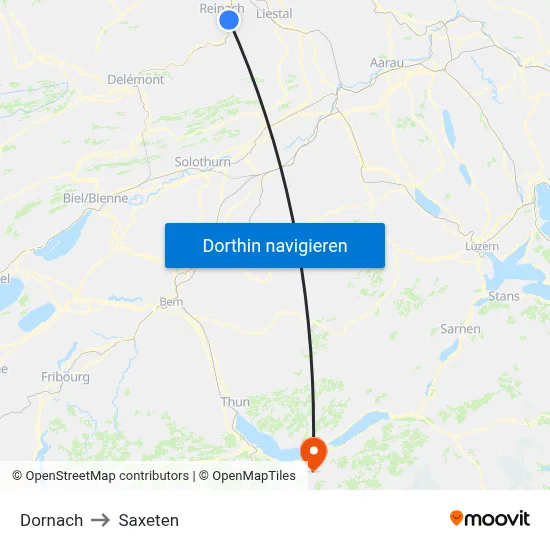 Dornach to Saxeten map