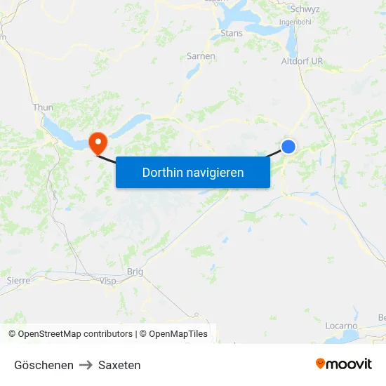 Göschenen to Saxeten map