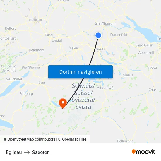 Eglisau to Saxeten map