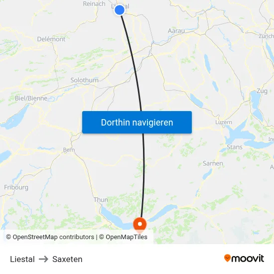 Liestal to Saxeten map