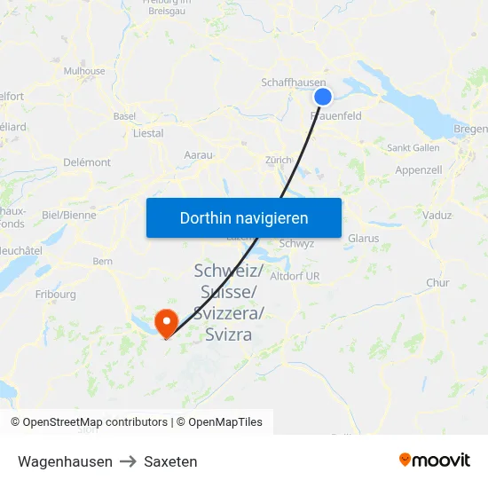 Wagenhausen to Saxeten map