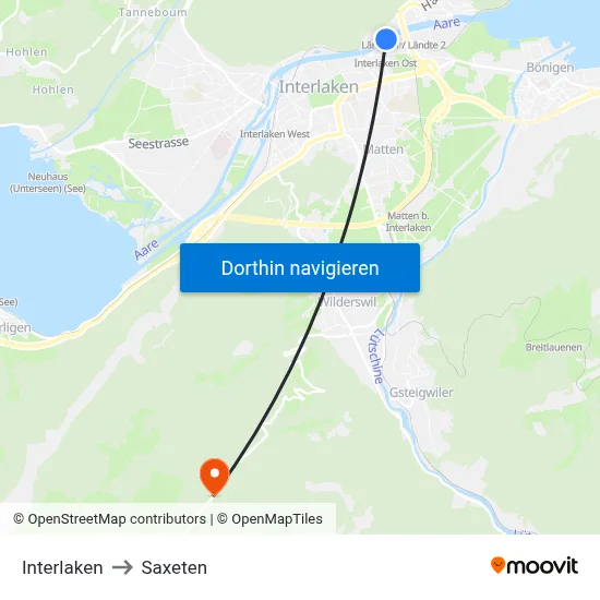 Interlaken to Saxeten map