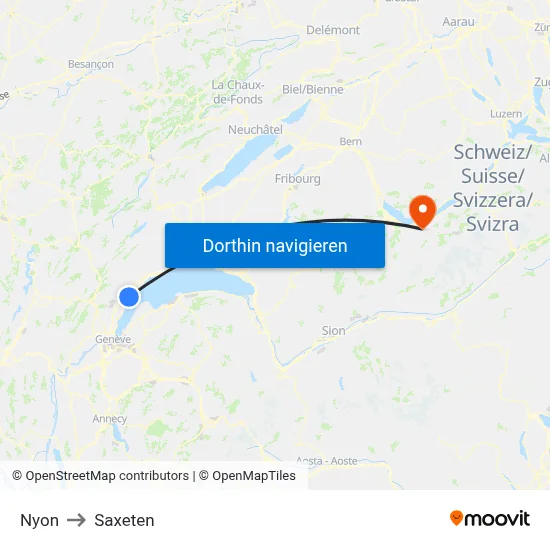 Nyon to Saxeten map
