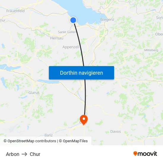 Arbon to Chur map