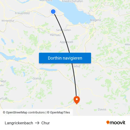 Langrickenbach to Chur map