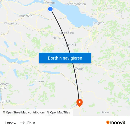 Lengwil to Chur map