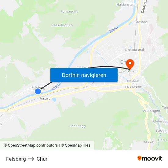 Felsberg to Chur map