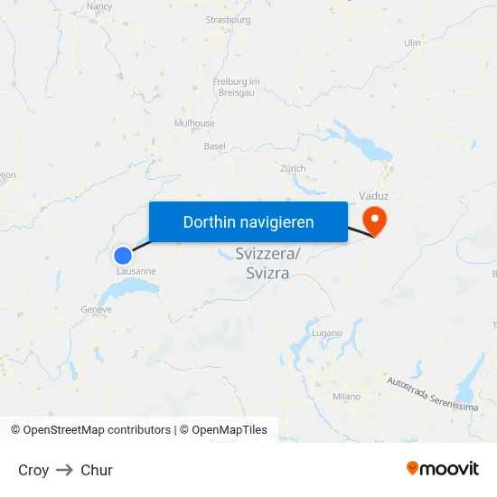 Croy to Chur map