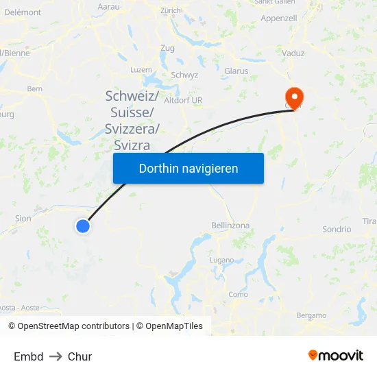 Embd to Chur map