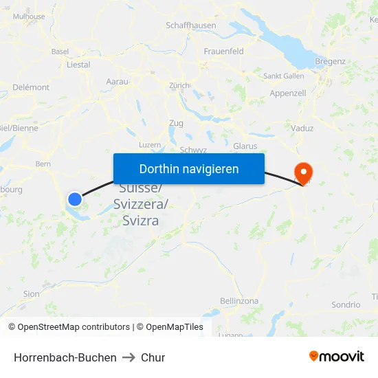 Horrenbach-Buchen to Chur map