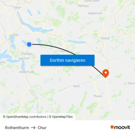Rothenthurm to Chur map