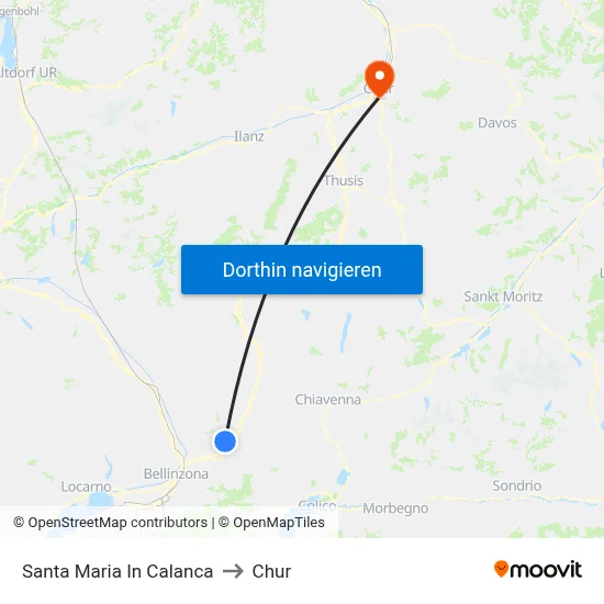 Santa Maria In Calanca to Chur map