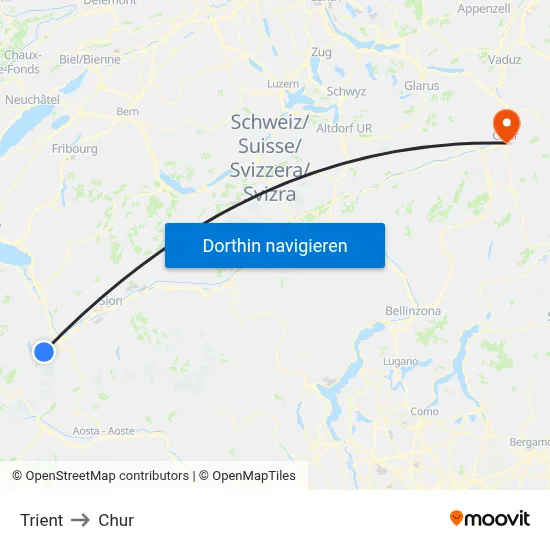 Trient to Chur map
