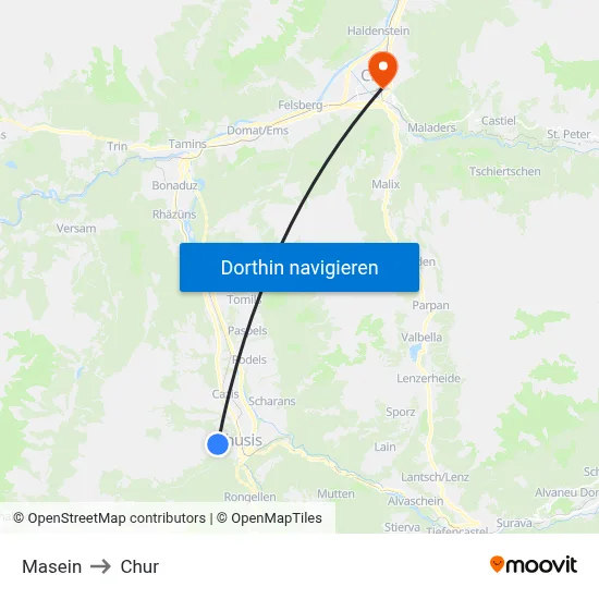 Masein to Chur map