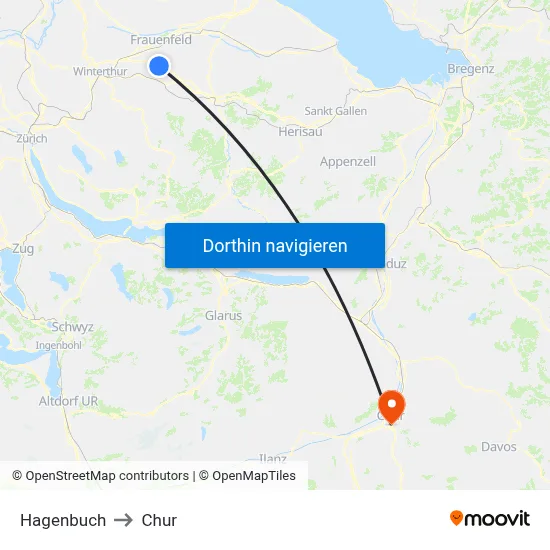 Hagenbuch to Chur map
