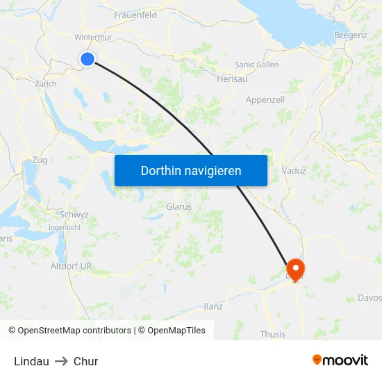 Lindau to Chur map