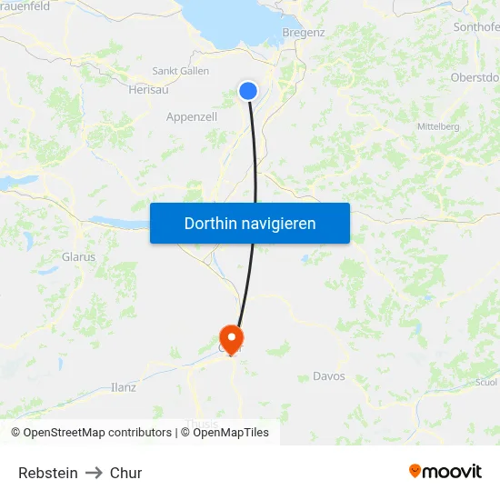 Rebstein to Chur map