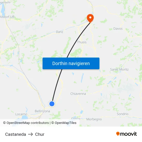Castaneda to Chur map