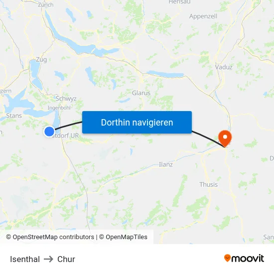 Isenthal to Chur map