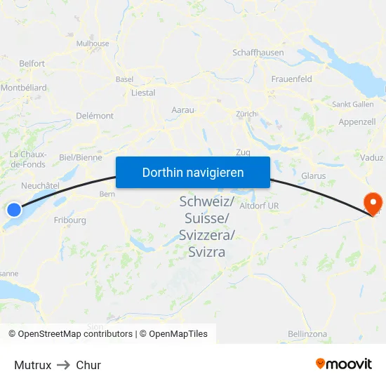 Mutrux to Chur map