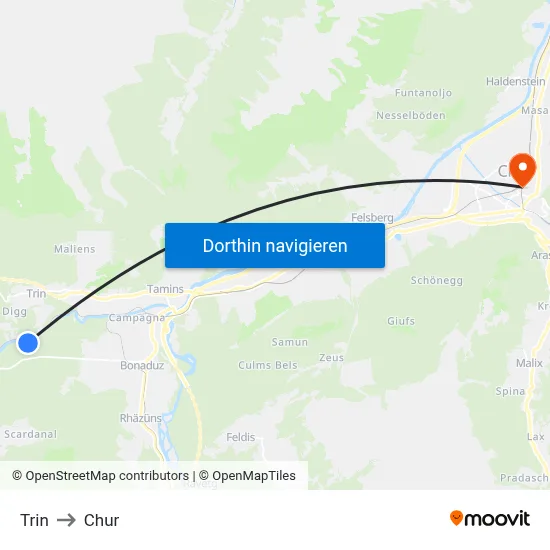 Trin to Chur map