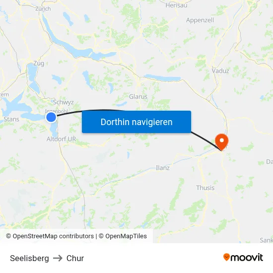Seelisberg to Chur map
