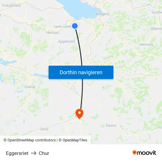 Eggersriet to Chur map