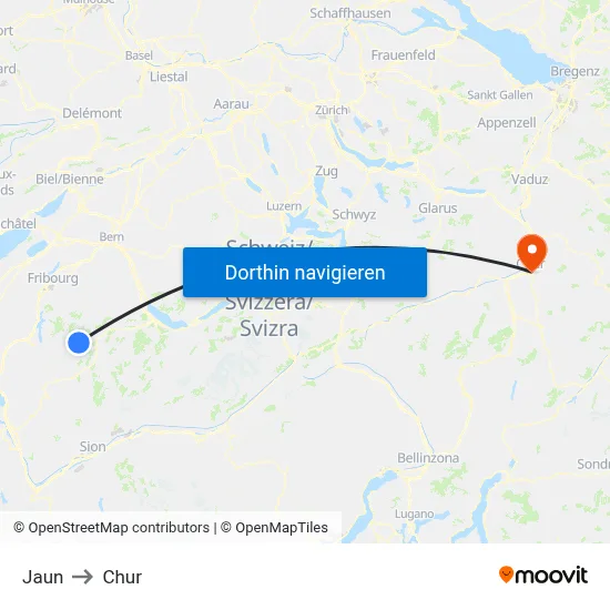 Jaun to Chur map