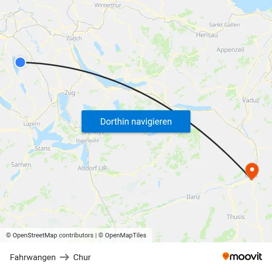 Fahrwangen to Chur map