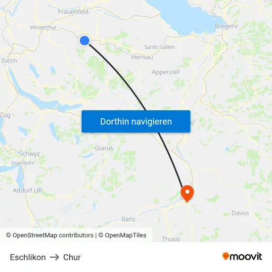 Eschlikon to Chur map