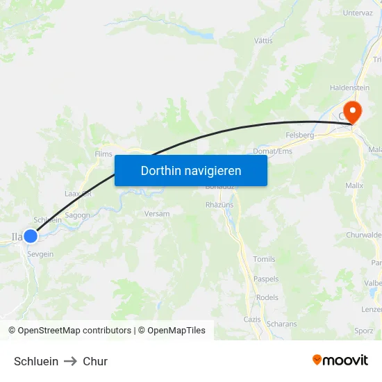 Schluein to Chur map