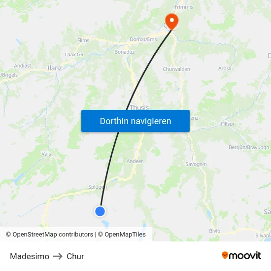 Madesimo to Chur map