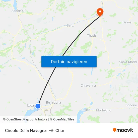Circolo Della Navegna to Chur map